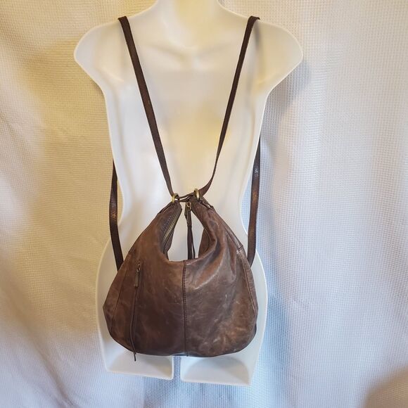HOBO The Merrin Convertible Backpack Shoulder Bag Purse Brown Leather 13”x13”x5” - Picture 1 of 12